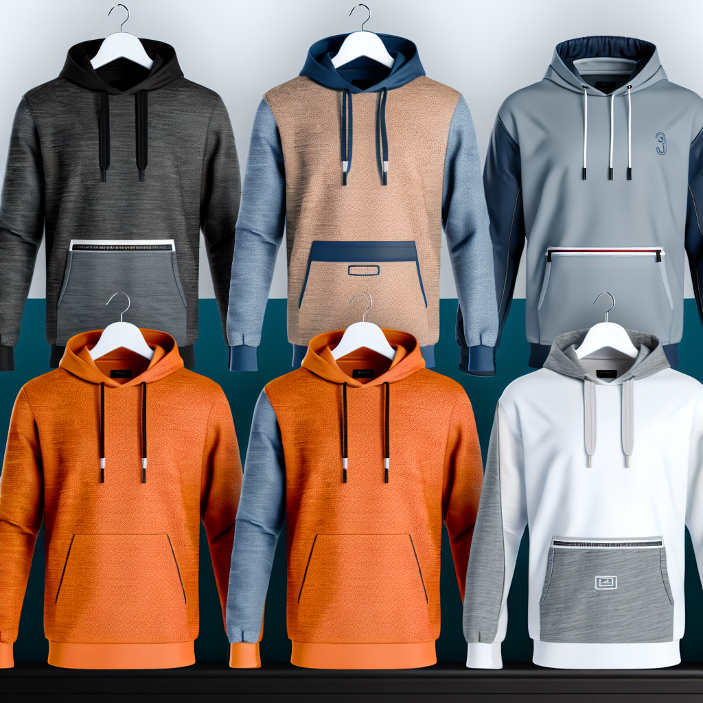 Herren Sweatshirts & Hoodies in sechs Farben mit Kapuzen und Fronttaschen.
