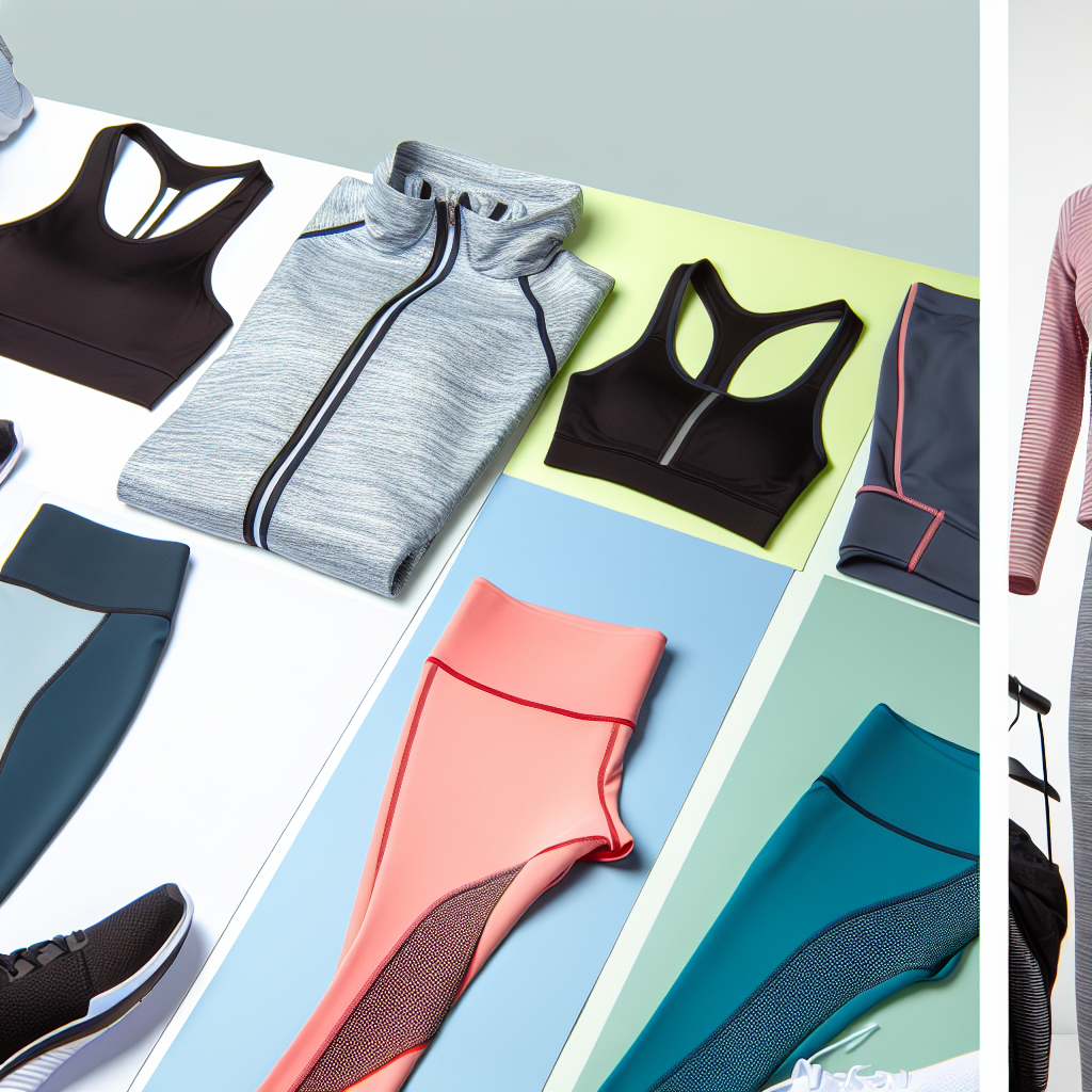 Damen Sportbekleidung: atmungsaktive Sport-BHs, Leggings, Trainingsshirts und Jacken in bunten Farben.