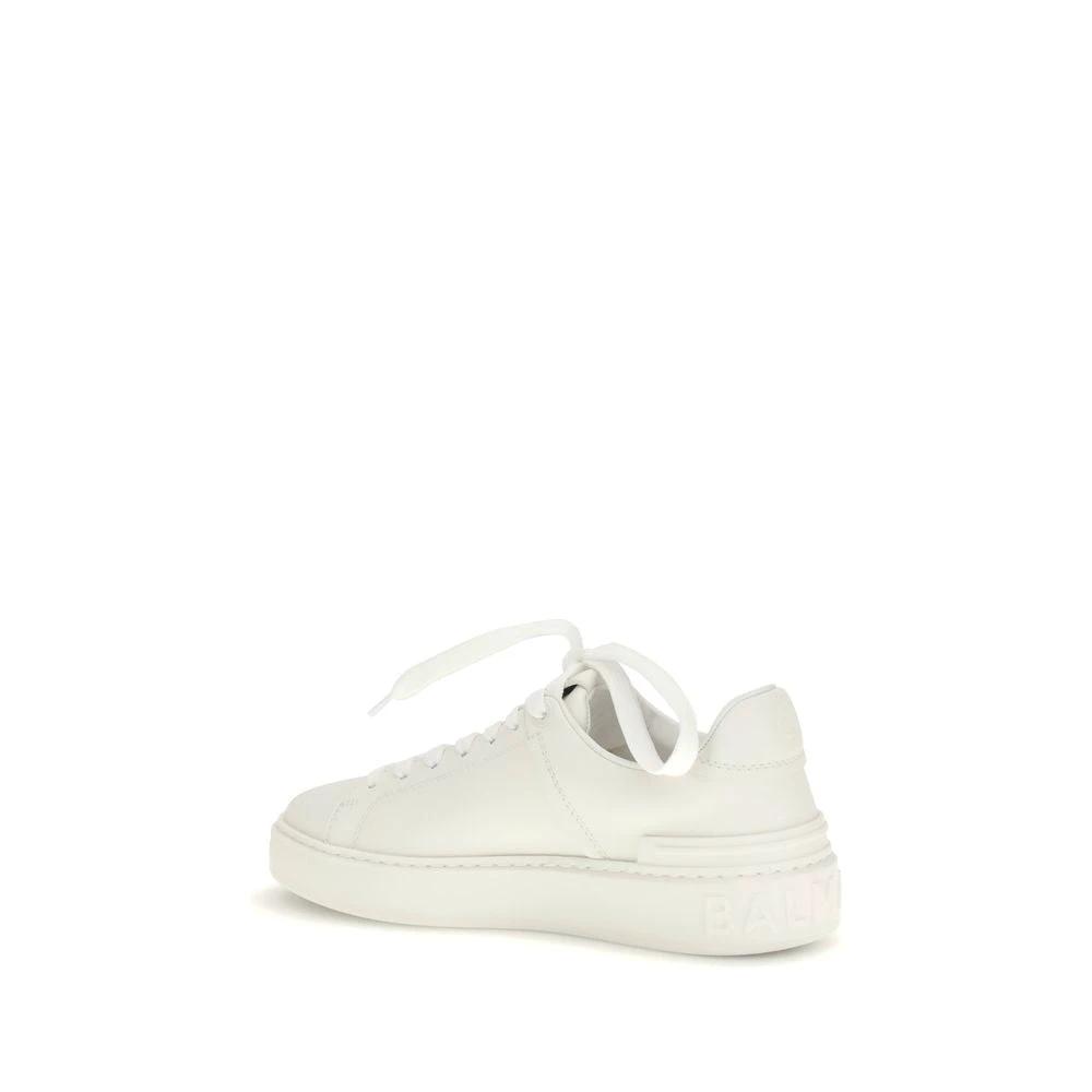 Balmain Weiße Bos Taurus Kalbsleder Low-Top-Sneaker by Balmain