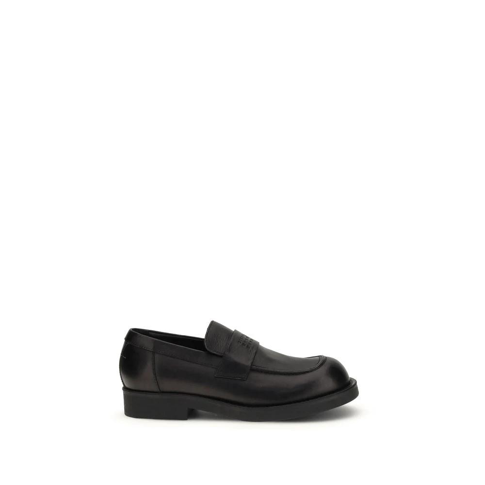 MM6 Schwarze Bos Taurus Kalbsleder Loafer zum Hineinschlüpfen by MM6