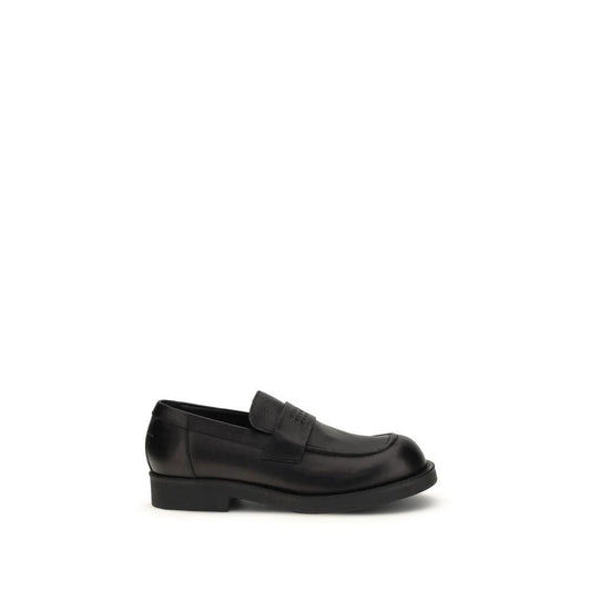 MM6 Schwarze Bos Taurus Kalbsleder Loafer zum Hineinschlüpfen by MM6