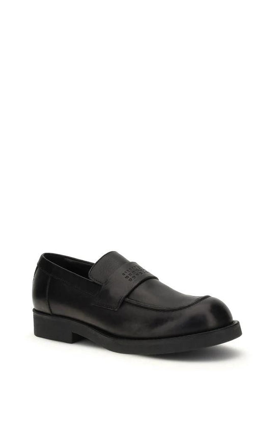 MM6 Schwarze Bos Taurus Kalbsleder Loafer zum Hineinschlüpfen by MM6