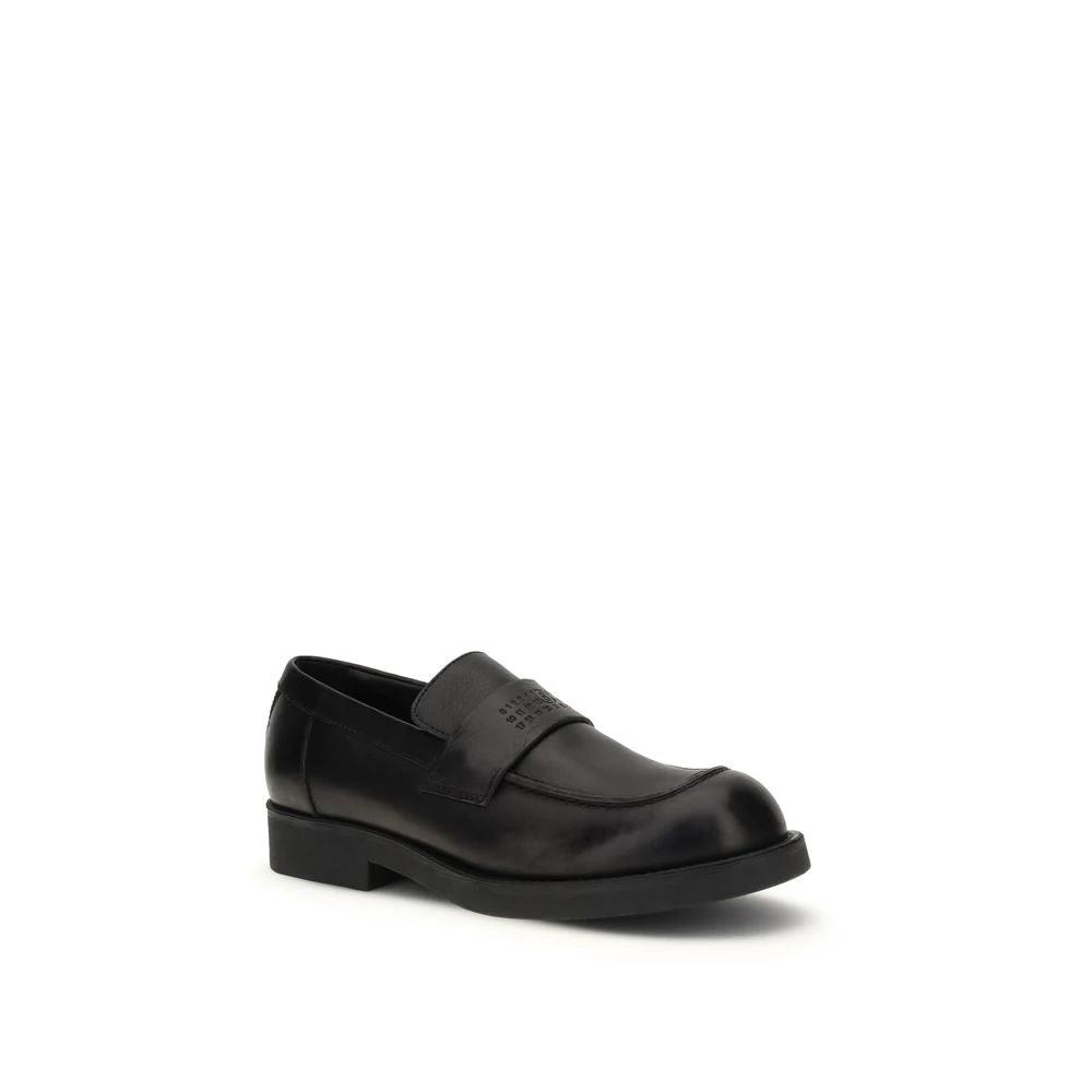 MM6 Schwarze Bos Taurus Kalbsleder Loafer zum Hineinschlüpfen by MM6