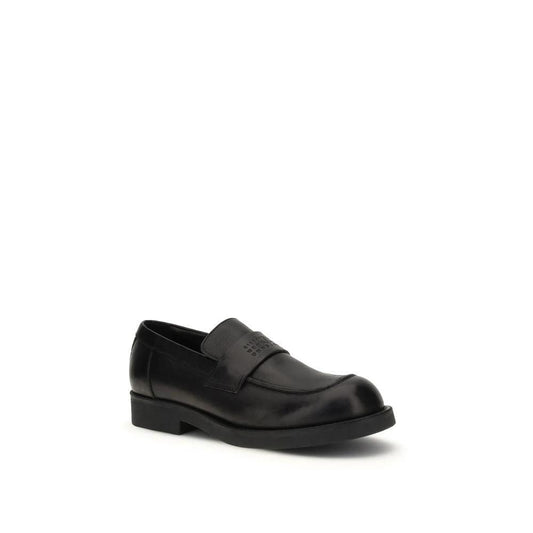 MM6 Schwarze Bos Taurus Kalbsleder Loafer zum Hineinschlüpfen by MM6