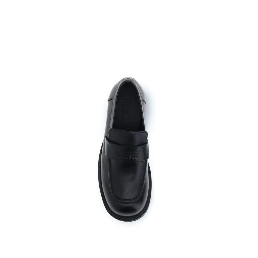 MM6 Schwarze Bos Taurus Kalbsleder Loafer zum Hineinschlüpfen by MM6