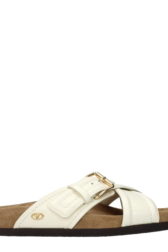 Valentino Garavani Beige Leder-Slipper by Valentino Garavani