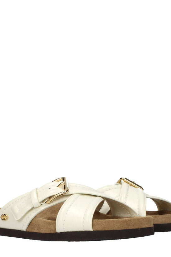 Valentino Garavani Beige Leder-Slipper by Valentino Garavani