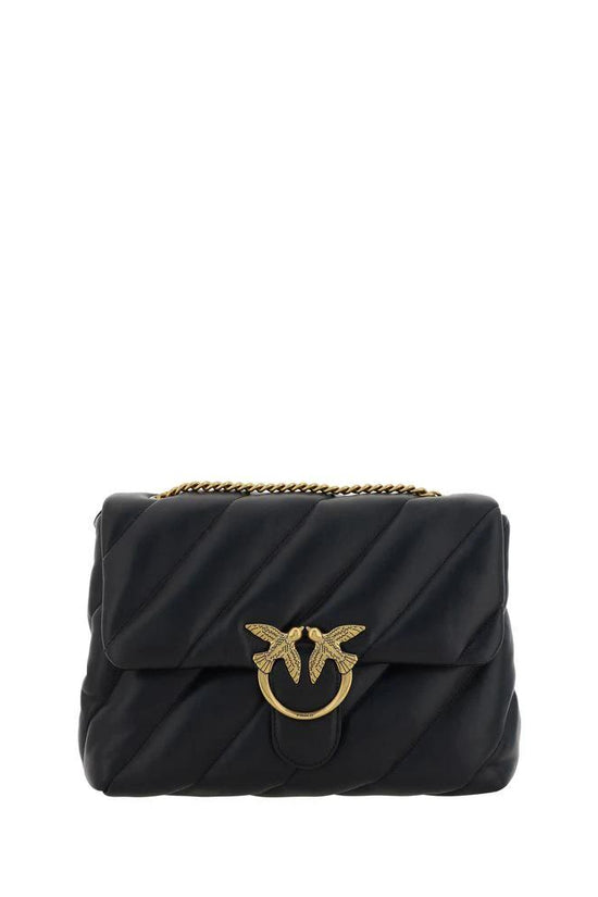 PINKO Schwarze Bos Taurus Kalbsleder Schultertasche by PINKO