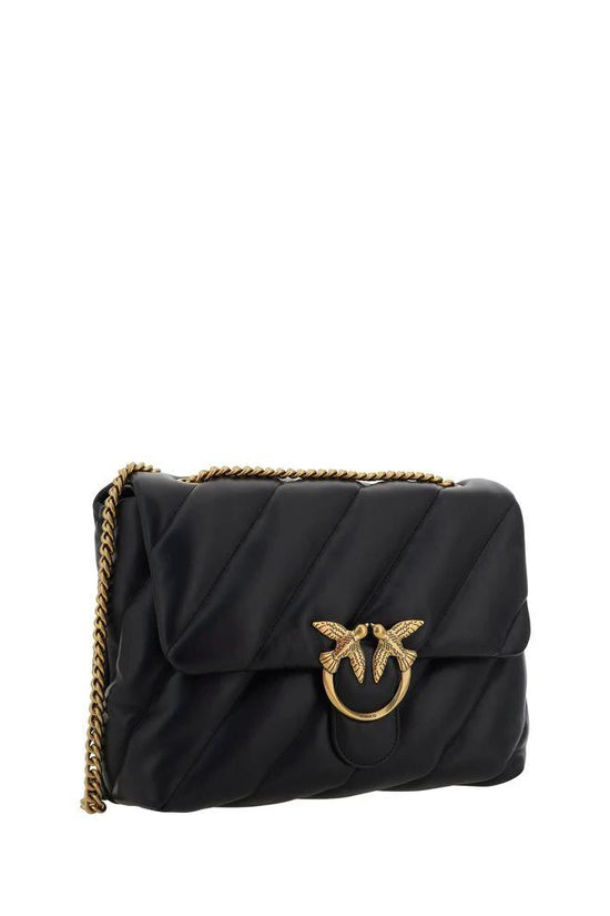 PINKO Schwarze Bos Taurus Kalbsleder Schultertasche by PINKO