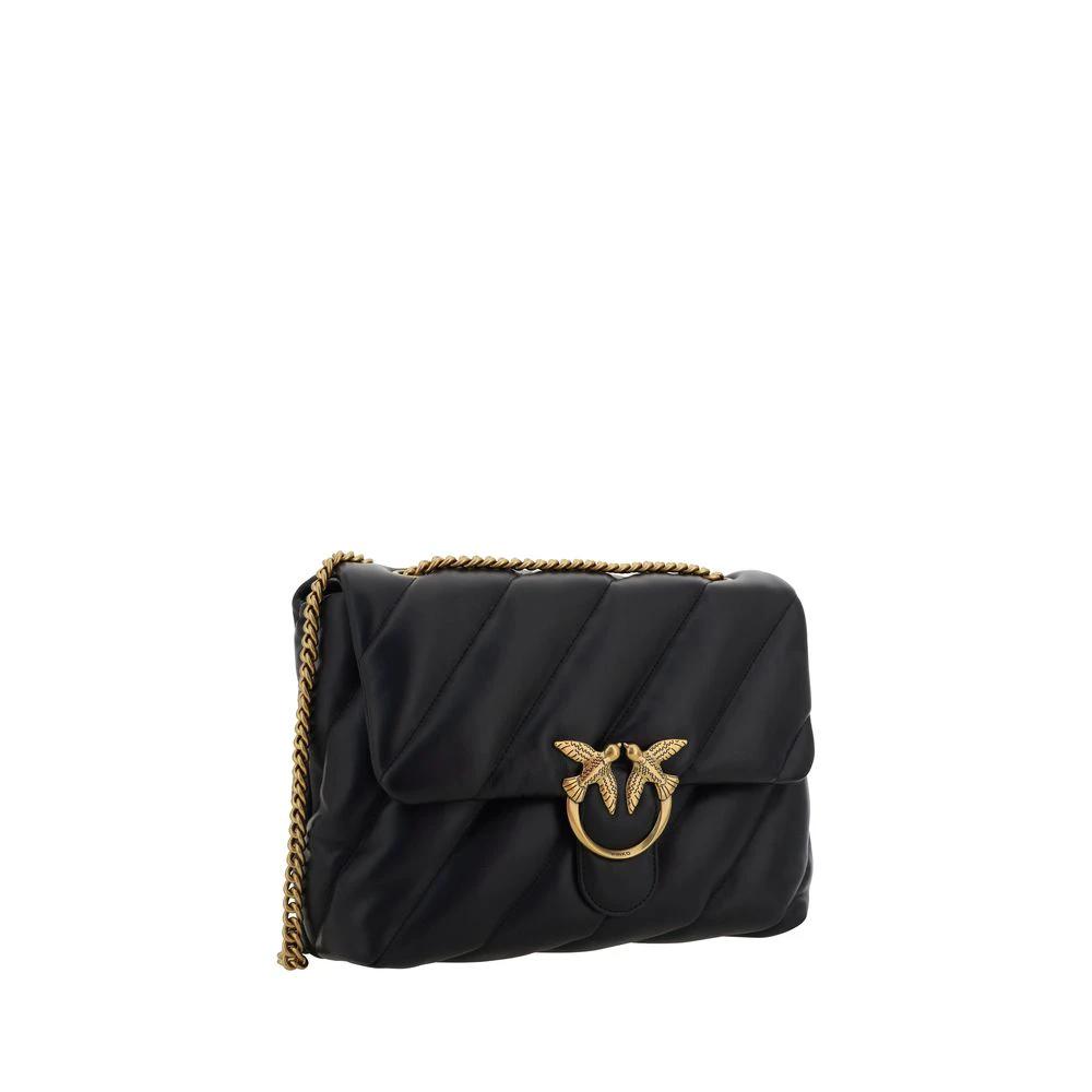 PINKO Schwarze Bos Taurus Kalbsleder Schultertasche by PINKO