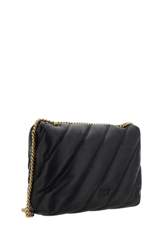 PINKO Schwarze Bos Taurus Kalbsleder Schultertasche by PINKO