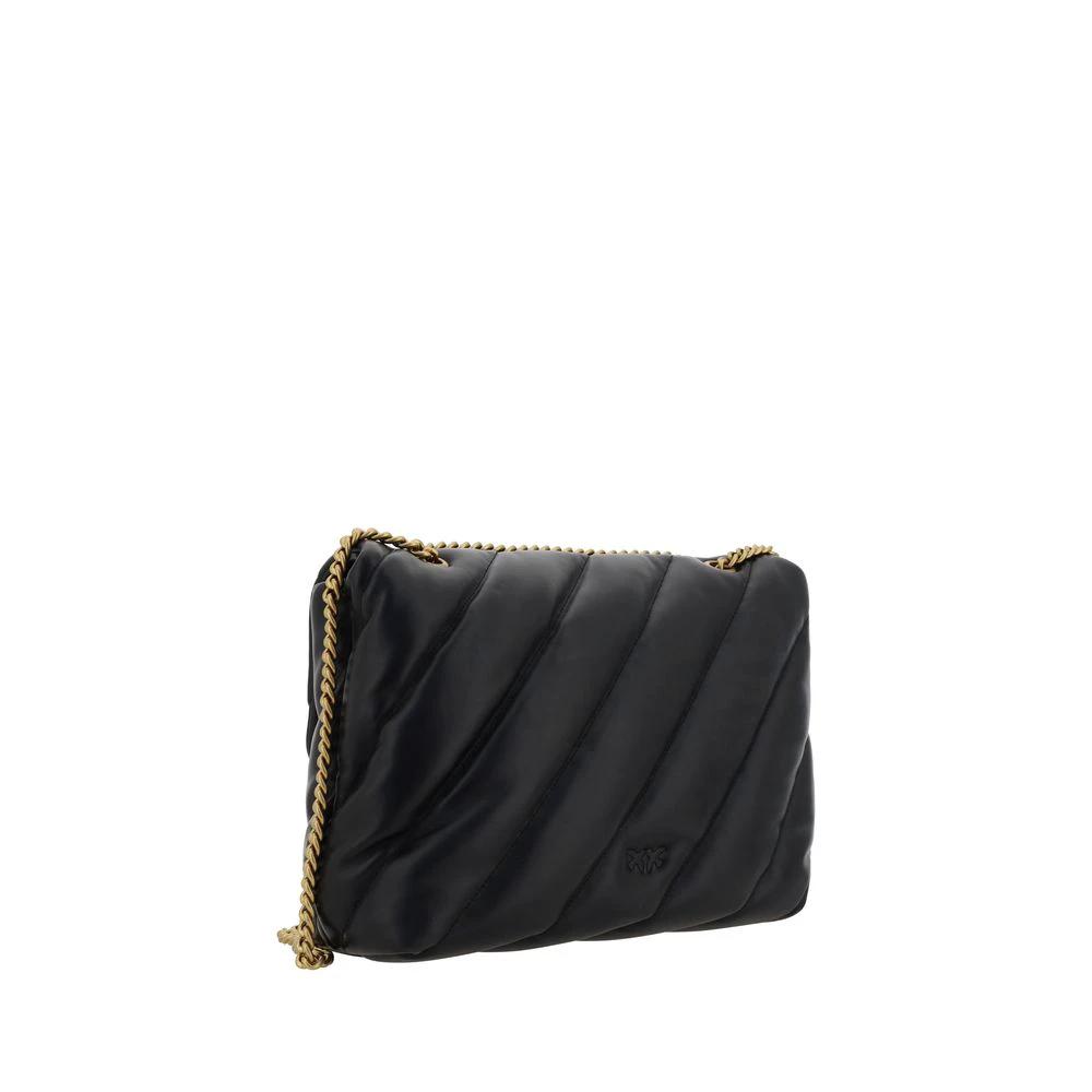 PINKO Schwarze Bos Taurus Kalbsleder Schultertasche by PINKO