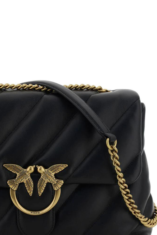 PINKO Schwarze Bos Taurus Kalbsleder Schultertasche by PINKO