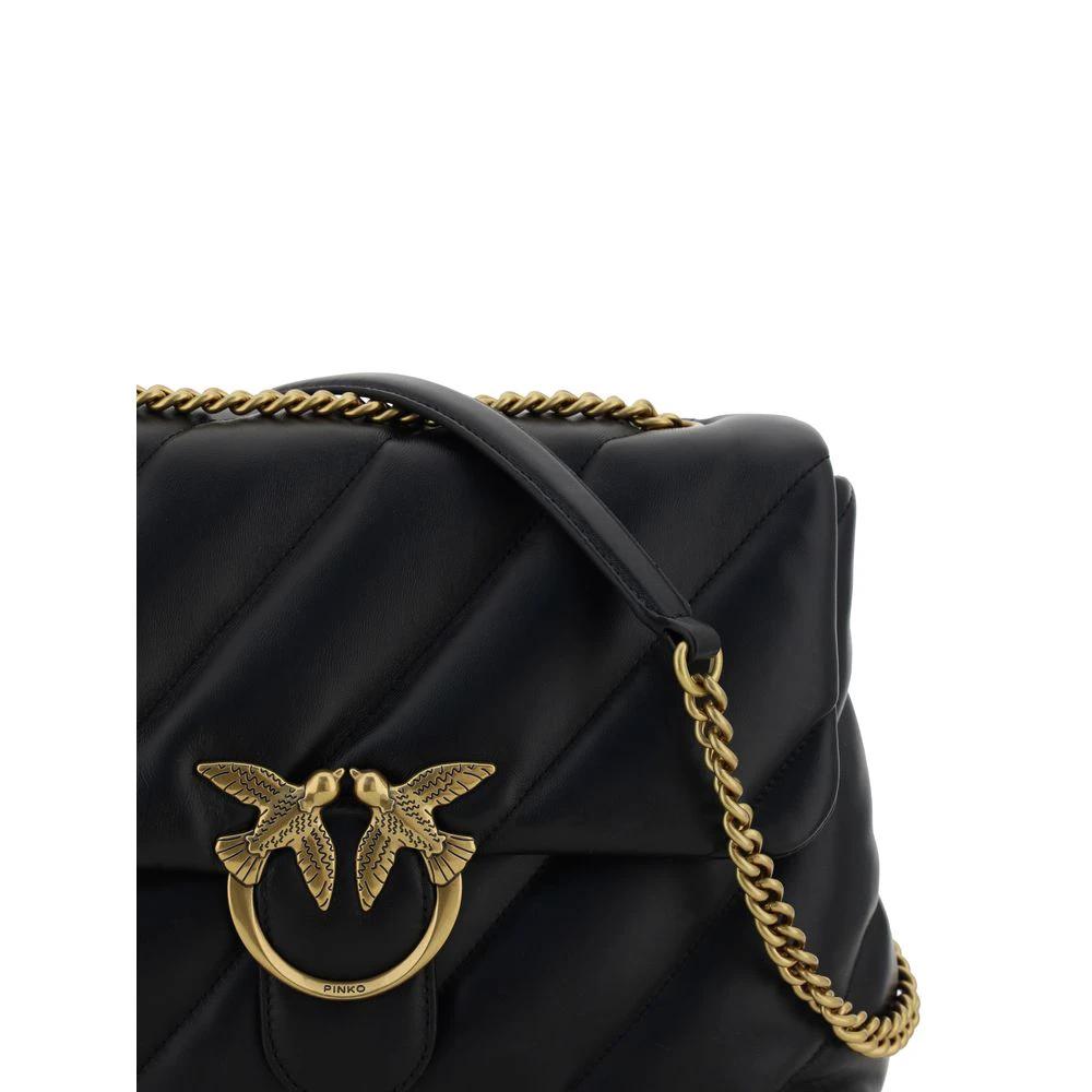 PINKO Schwarze Bos Taurus Kalbsleder Schultertasche by PINKO