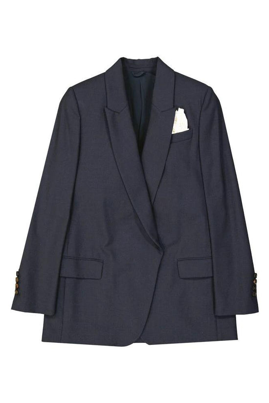 Brunello Cucinelli Cucinelli Blauer Sakko und Mantel aus reiner Schurwolle by Brunello Cucinelli Cucinelli