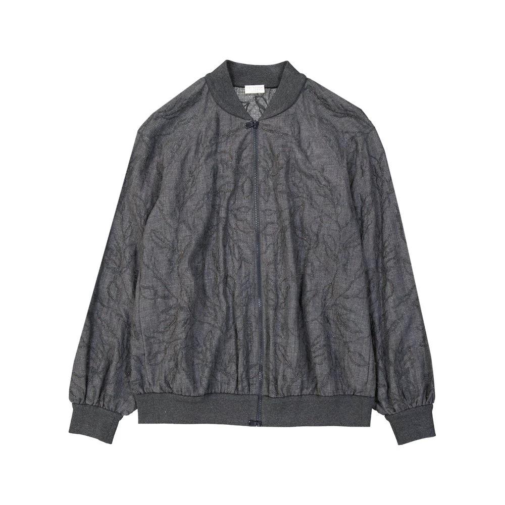 Brunello Cucinelli Cucinelli Grauer Bomber aus reiner Schurwolle by Brunello Cucinelli Cucinelli