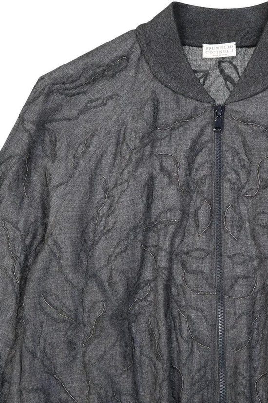 Brunello Cucinelli Grauer Bomber aus reiner Schurwolle by Brunello Cucinelli