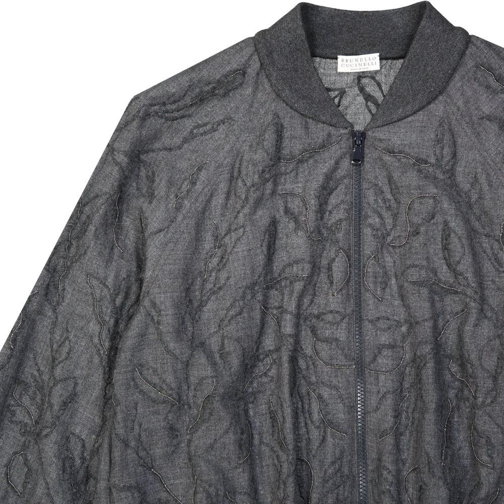 Brunello Cucinelli Grauer Bomber aus reiner Schurwolle by Brunello Cucinelli
