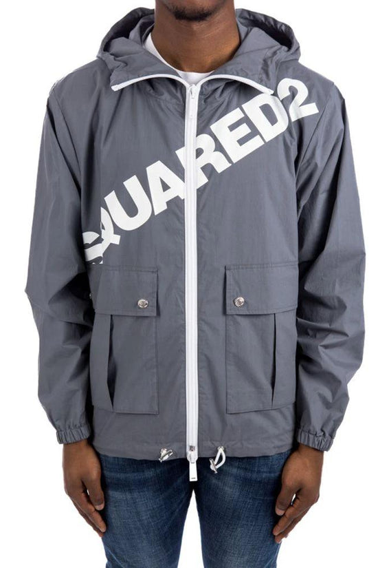 Dsquared² Graue Baumwoll-Shell-Jacke by Dsquared²