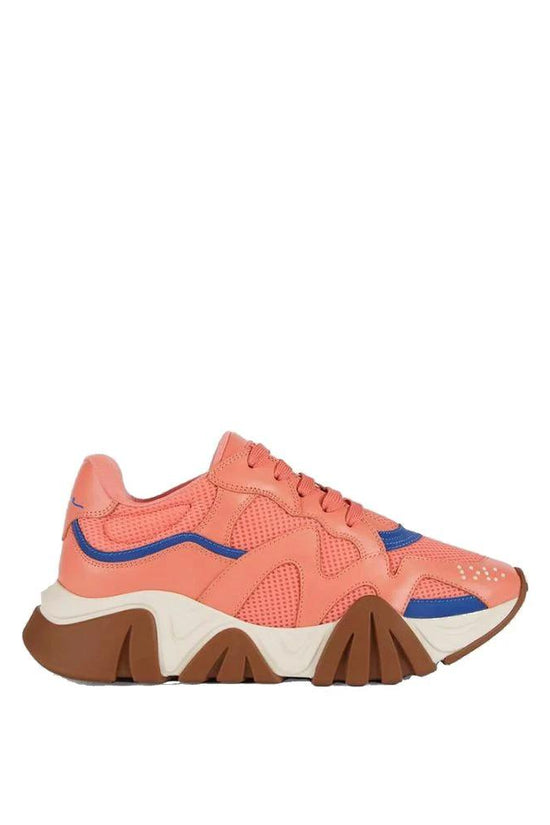 Versace Orangefarbene Leder Chunky Sneaker by Versace