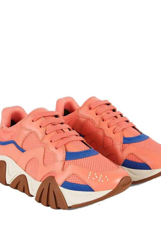 Versace Orangefarbene Leder Chunky Sneaker by Versace
