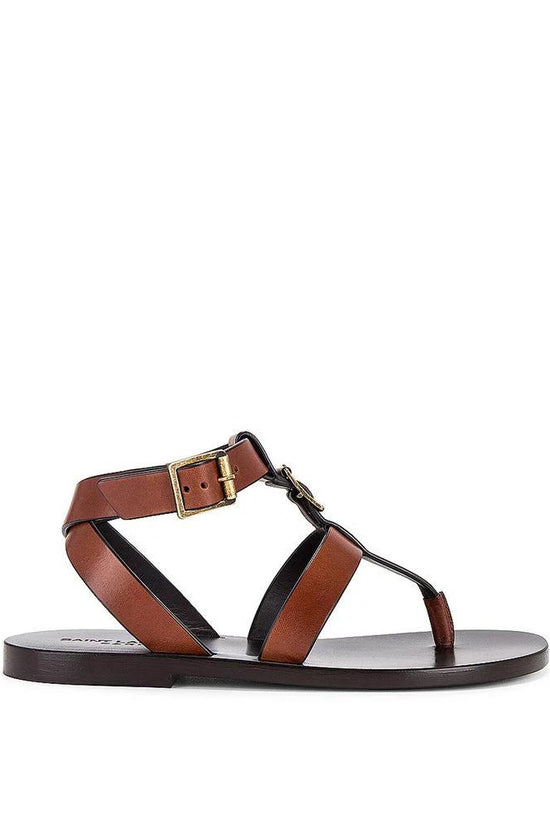 Saint Laurent Braune Kalbsleder-Flip-Flop-Sandalen by Saint Laurent
