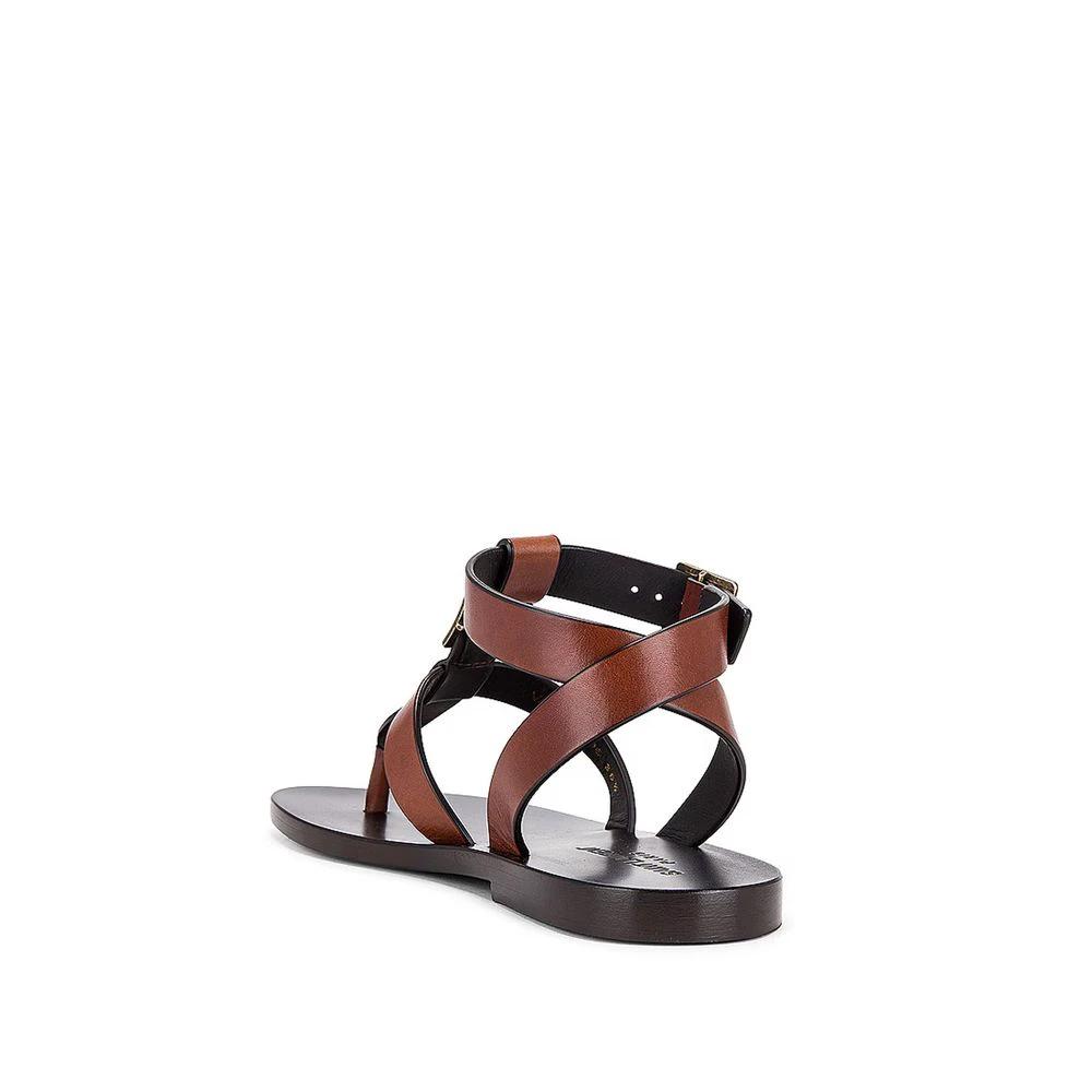 Saint Laurent Braune Kalbsleder-Flip-Flop-Sandalen by Saint Laurent