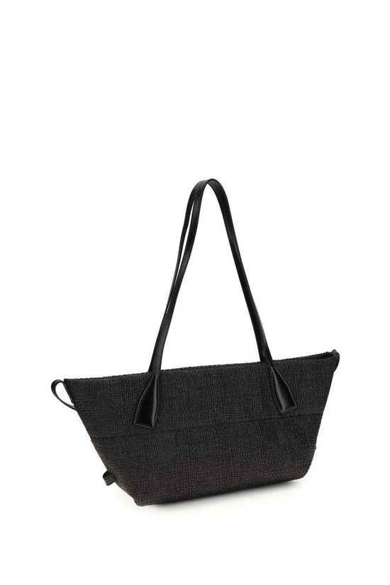 Balmain Schwarze Raffia Schultertasche by Balmain