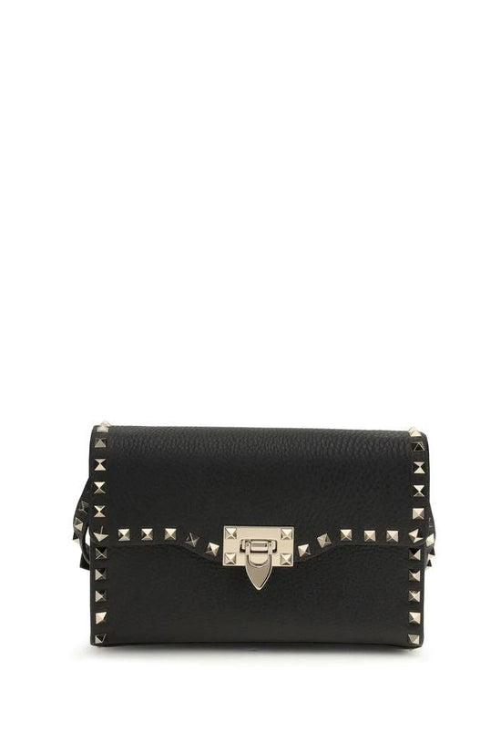 Valentino Garavani Schwarze Bos Taurus Schultertasche aus Kalbsleder by Valentino Garavani