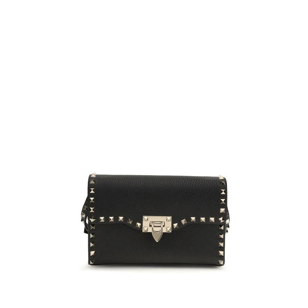 Valentino Garavani Schwarze Bos Taurus Schultertasche aus Kalbsleder by Valentino Garavani