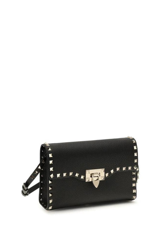 Valentino Garavani Schwarze Bos Taurus Schultertasche aus Kalbsleder by Valentino Garavani
