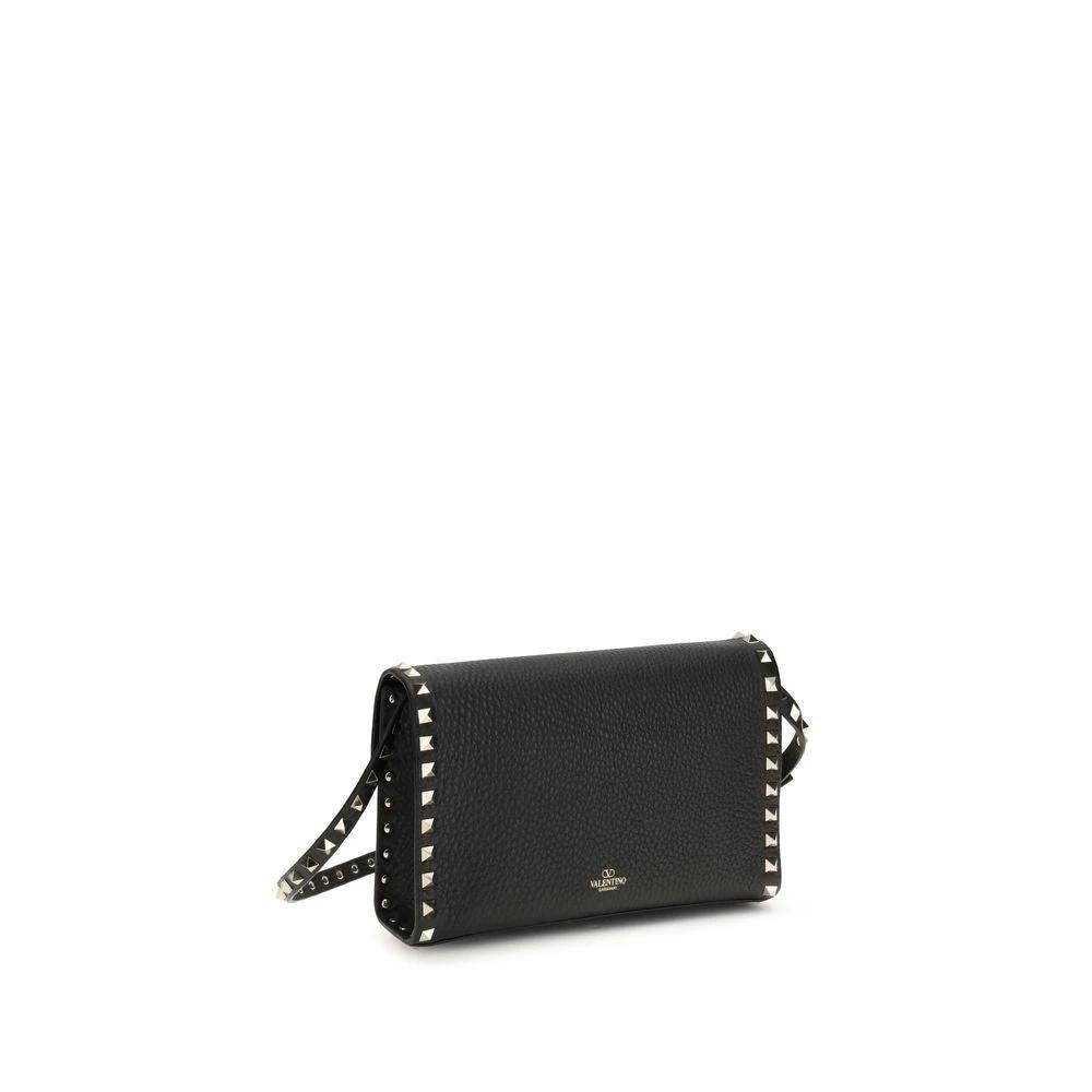 Valentino Garavani Schwarze Bos Taurus Schultertasche aus Kalbsleder by Valentino Garavani