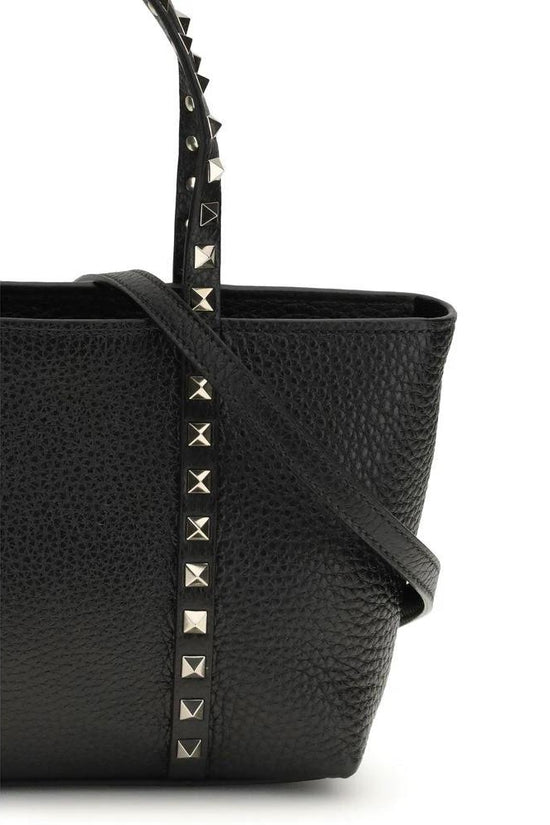 Valentino Garavani Schwarze Bos Taurus Kalbsleder Schultertasche by Valentino Garavani
