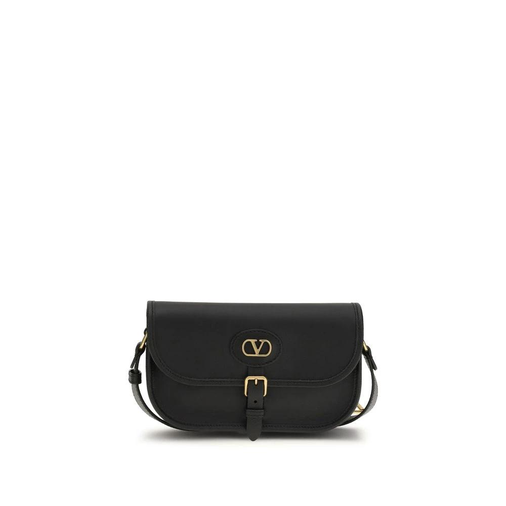 Valentino Garavani Schwarze Kalbsleder Bos Taurus Schultertasche by Valentino Garavani