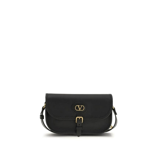 Valentino Garavani Schwarze Kalbsleder Bos Taurus Schultertasche by Valentino Garavani
