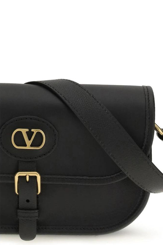 Valentino Garavani Schwarze Kalbsleder Bos Taurus Schultertasche by Valentino Garavani