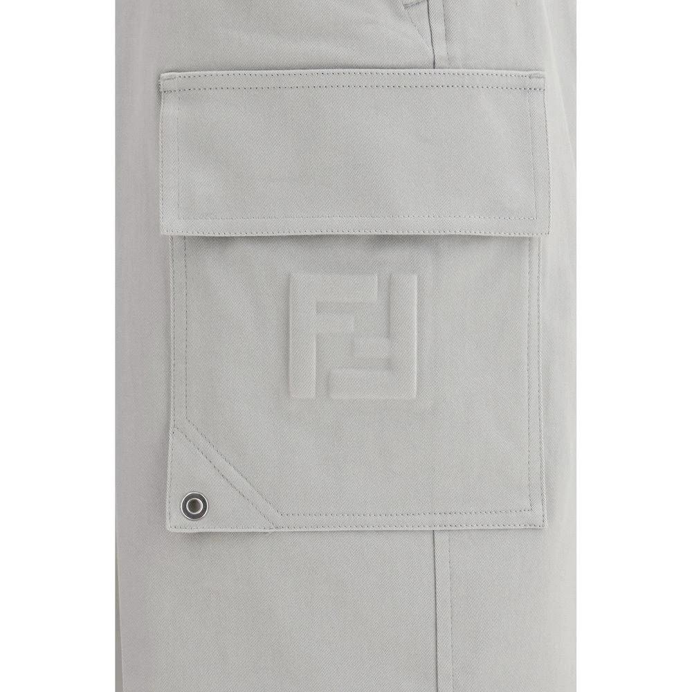 Fendi Silberne Baumwoll-Cargohose by Fendi