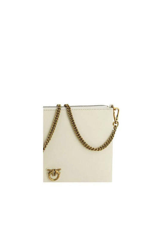 PINKO Beige Calf Leather Bos Taurus Schultertasche by PINKO