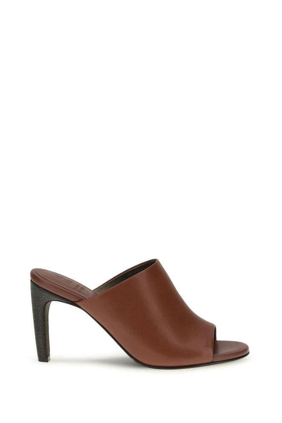 Brunello Cucinelli Cucinelli Braune Bos Taurus Kalbsleder-Sandalen by Brunello Cucinelli Cucinelli
