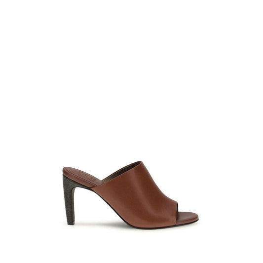 Brunello Cucinelli Cucinelli Braune Bos Taurus Kalbsleder-Sandalen by Brunello Cucinelli Cucinelli
