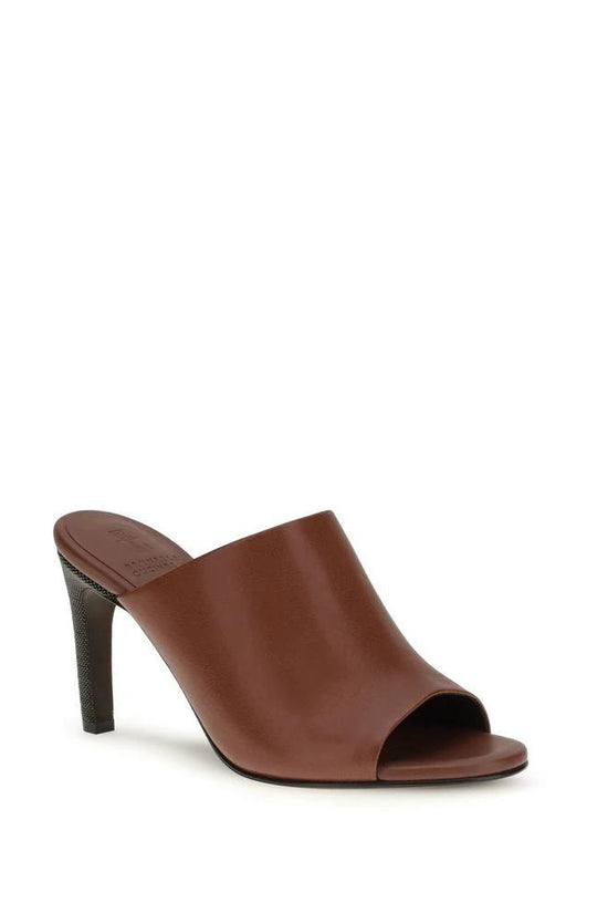 Brunello Cucinelli Braune Bos Taurus Kalbsleder-Sandalen by Brunello Cucinelli