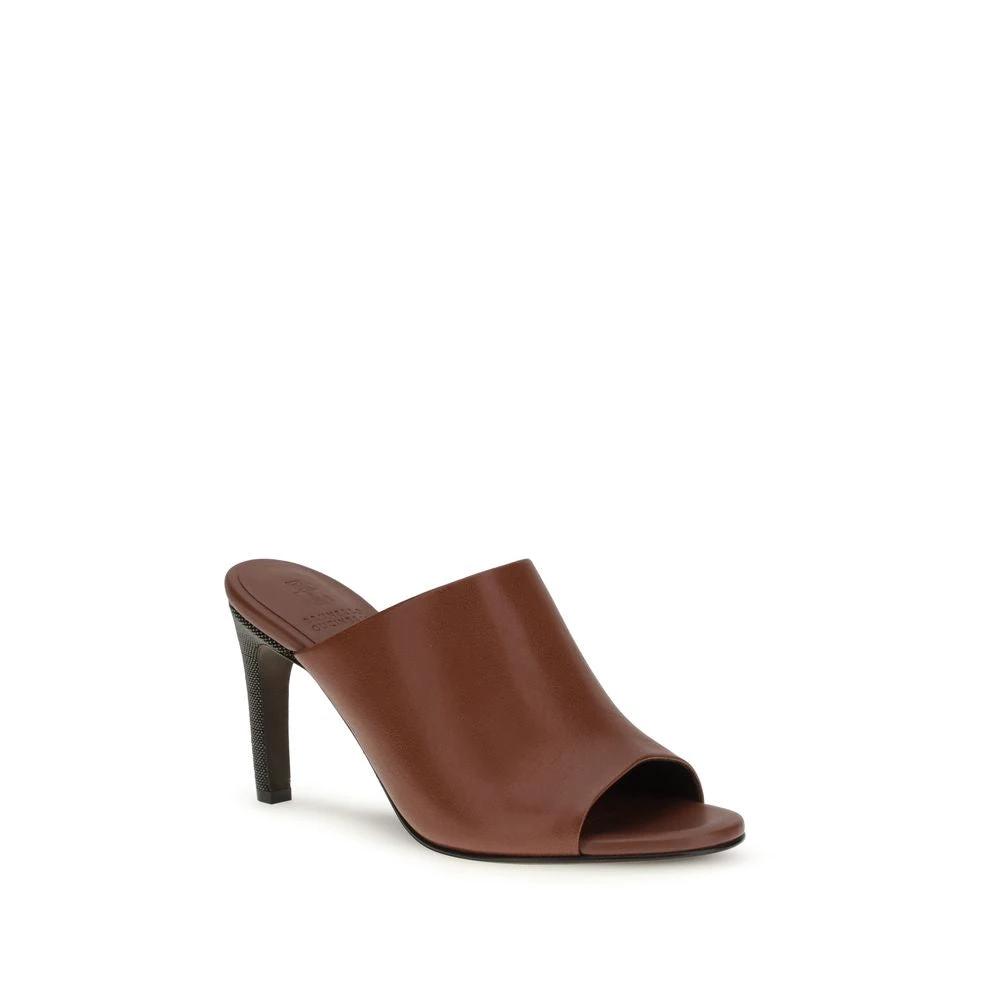 Brunello Cucinelli Braune Bos Taurus Kalbsleder-Sandalen by Brunello Cucinelli