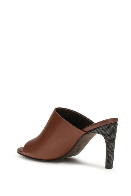 Brunello Cucinelli Braune Bos Taurus Kalbsleder-Sandalen by Brunello Cucinelli