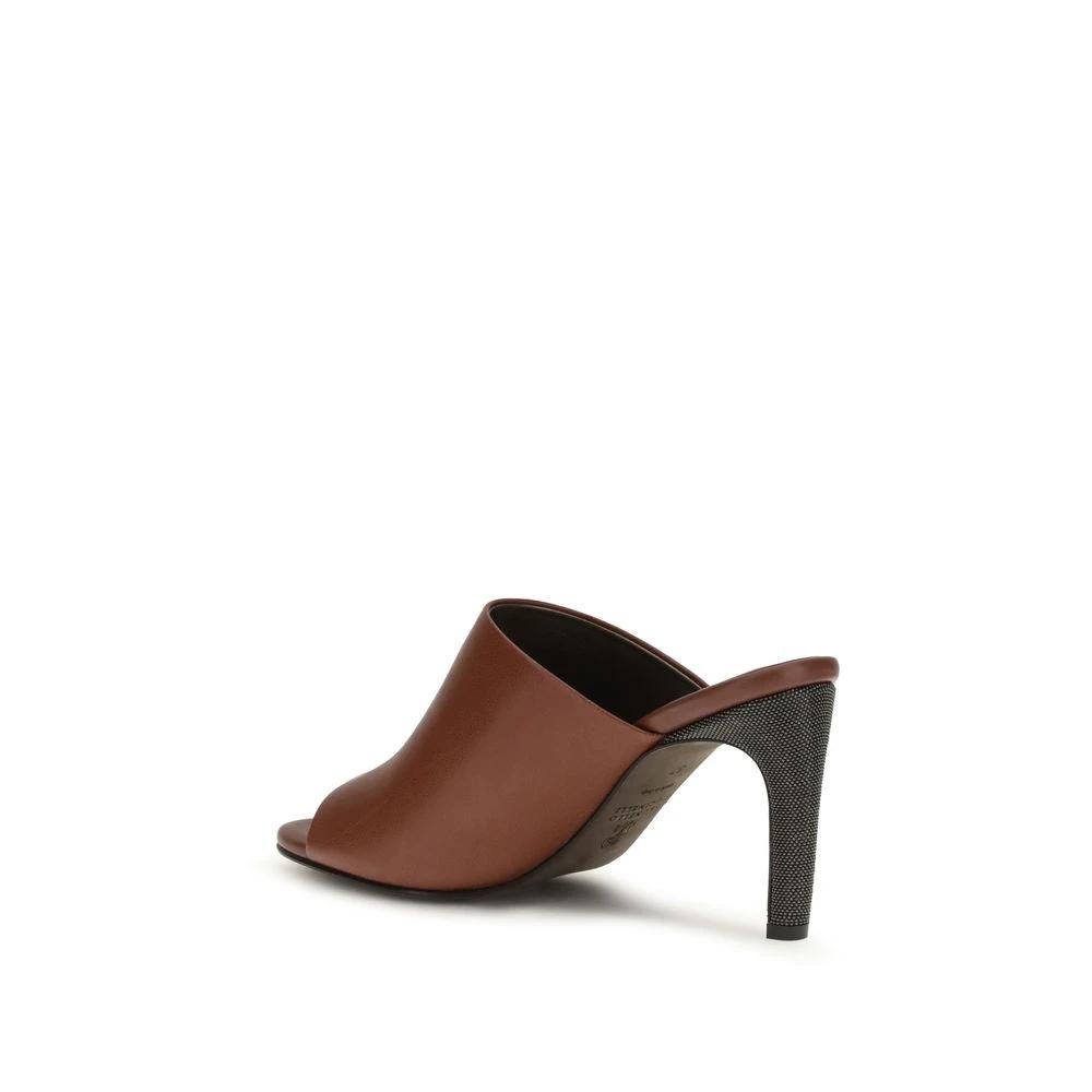 Brunello Cucinelli Braune Bos Taurus Kalbsleder-Sandalen by Brunello Cucinelli