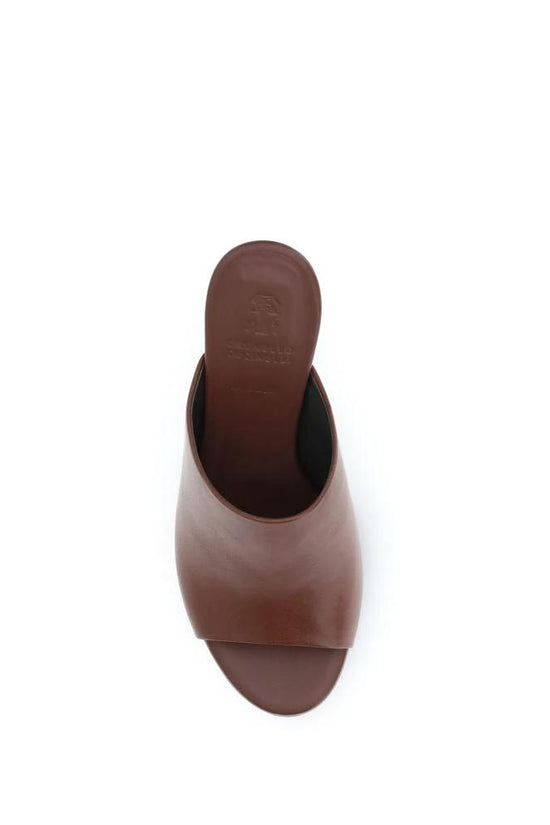 Brunello Cucinelli Braune Bos Taurus Kalbsleder-Sandalen by Brunello Cucinelli