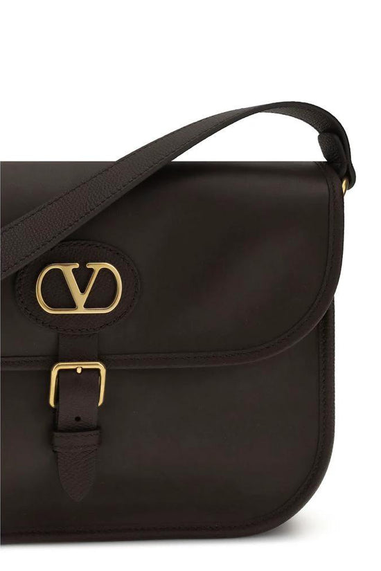 Valentino Garavani Braune Kalbsleder Bos Taurus Schultertasche by Valentino Garavani
