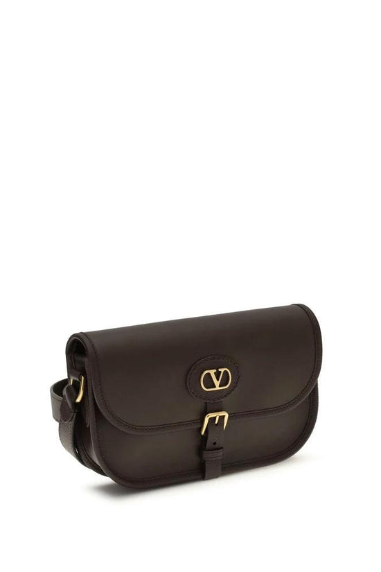 Valentino Garavani Braune Kalbsleder Bos Taurus Schultertasche by Valentino Garavani
