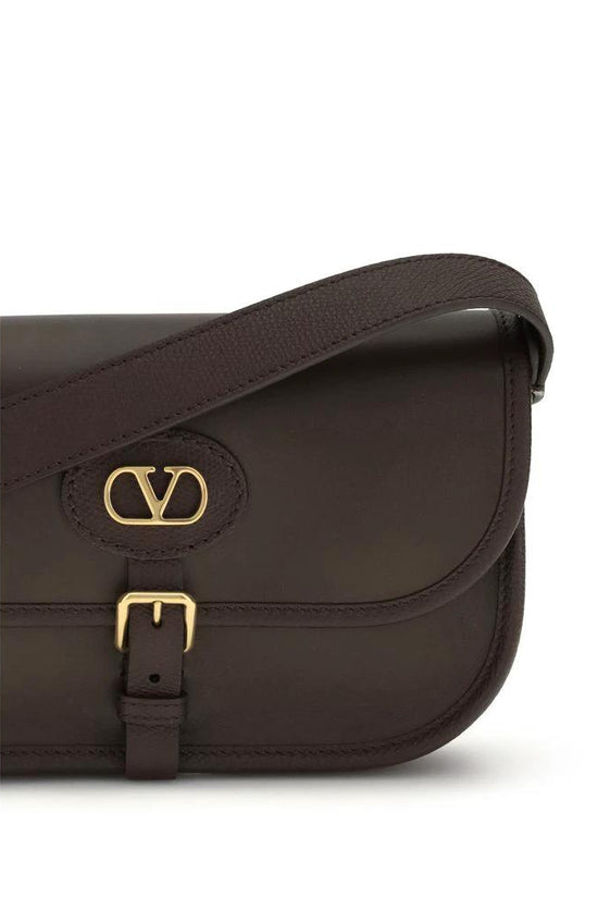 Valentino Garavani Braune Kalbsleder Bos Taurus Schultertasche by Valentino Garavani