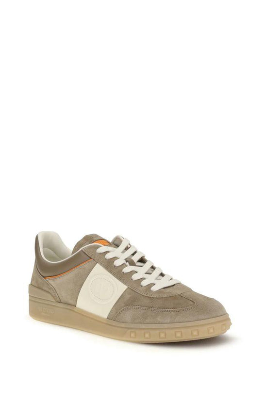 Valentino Garavani Beige Calf Leather Bos Taurus Low Top Sneakers by Valentino Garavani