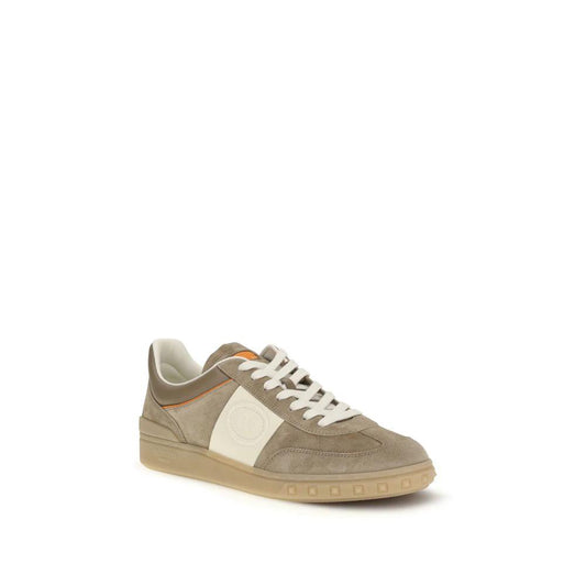 Valentino Garavani Beige Calf Leather Bos Taurus Low Top Sneakers by Valentino Garavani